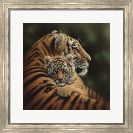 Framed Tiger Mother and Cub - Cherished Print