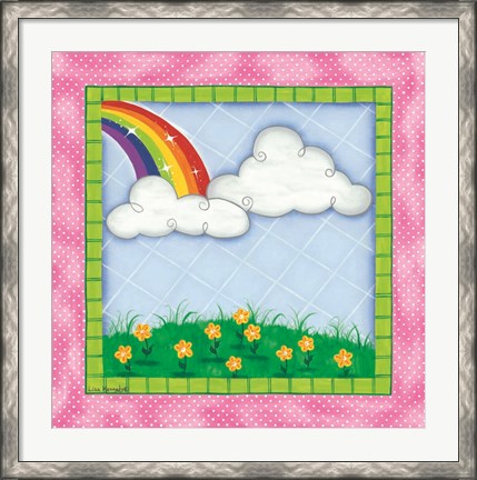 Framed Rainbow &amp; Clouds Print
