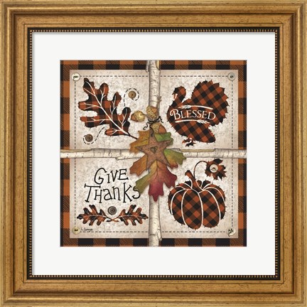 Framed Autumn Four Square Give Thanks Print
