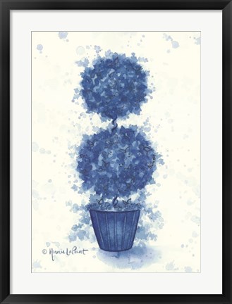 Framed Blue Double Sphere Topiary Print