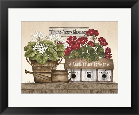 Framed Count Your Blessings Geraniums Print