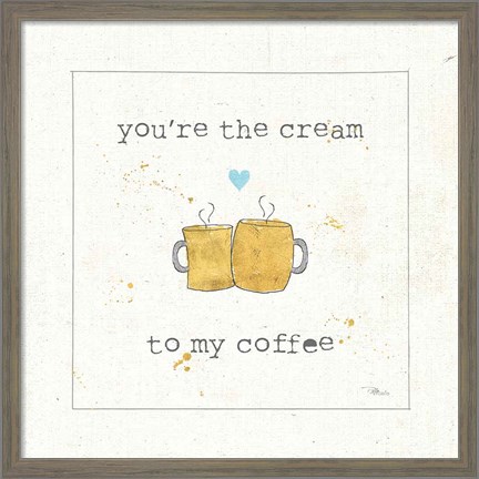 Framed Coffee Cuties II Turquoise Heart v2 Print