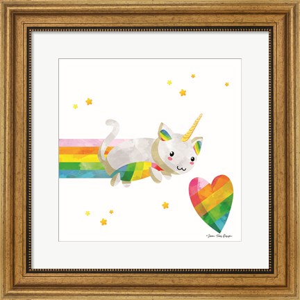 Framed Rainbow Caticorn I Print