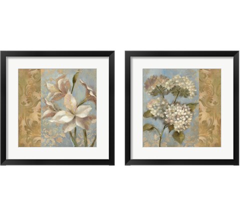 Flower on Soft Blue 2 Piece Framed Art Print Set by Silvia Vassileva