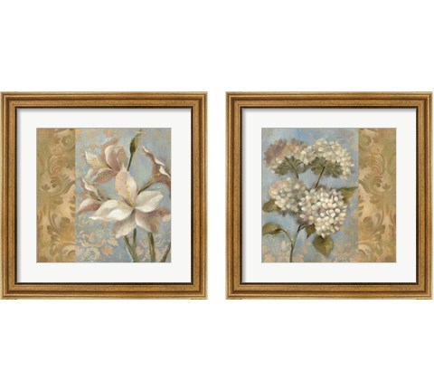 Flower on Soft Blue 2 Piece Framed Art Print Set by Silvia Vassileva