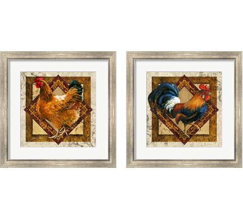 Hen & Rooster 2 Piece Framed Art Print Set by Janet Stever