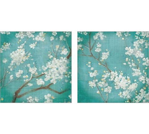 White Cherry Blossoms 2 Piece Art Print Set by Danhui Nai