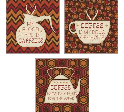 Caffeine 3 Piece Art Print Set by Pela Studio