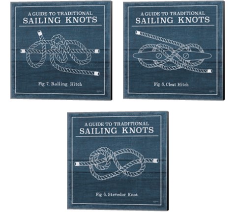 Vintage Sailing Knots 3 Piece Canvas Print Set by Mary Urban