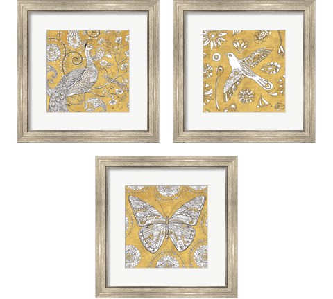Color My World Gold 3 Piece Framed Art Print Set by Daphne Brissonnet