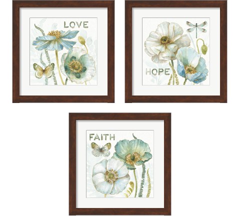 My Greenhouse Flowers Faith, Hope & Love 3 Piece Framed Art Print Set by Lisa Audit