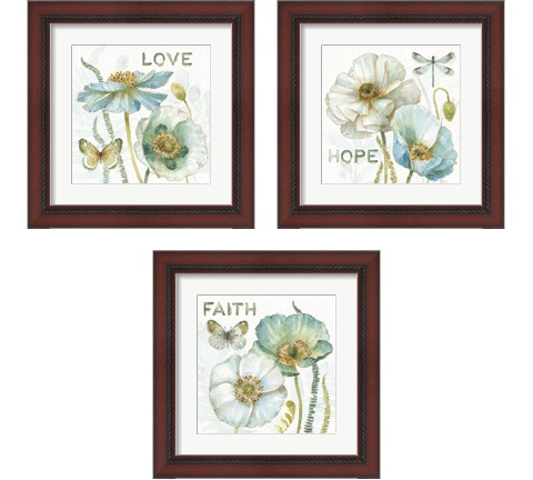 My Greenhouse Flowers Faith, Hope & Love 3 Piece Framed Art Print Set by Lisa Audit
