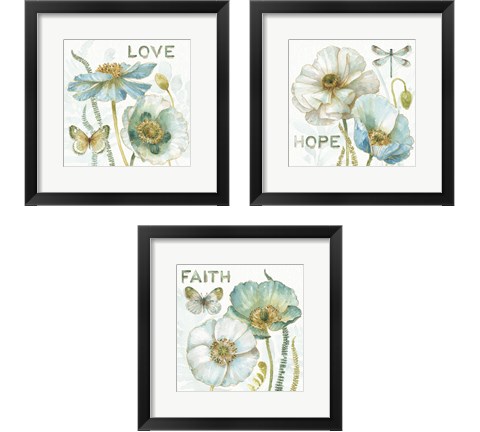 My Greenhouse Flowers Faith, Hope & Love 3 Piece Framed Art Print Set by Lisa Audit