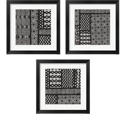 Kuba Abstract BW 3 Piece Framed Art Print Set by Sue Schlabach