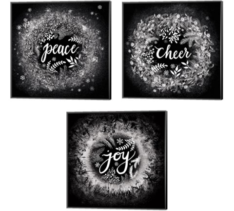 Frosty Christmas Words 3 Piece Canvas Print Set by Mary Urban