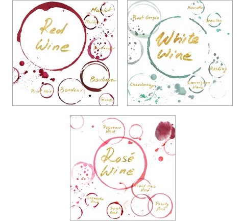 Wine Rings 3 Piece Art Print Set by Posters International Studio