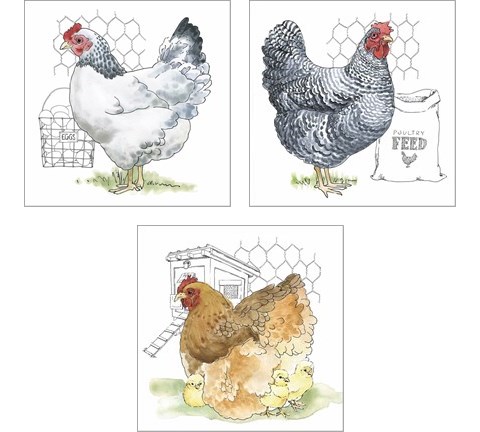 Fun at the Coop 3 Piece Art Print Set by Beth Grove
