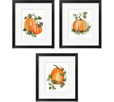 Pumpkin and Vines 3 Piece Framed Art Print Set by Kathleen Parr McKenna