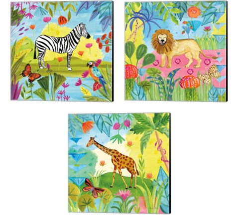 The Big Jungle 3 Piece Canvas Print Set by Farida Zaman