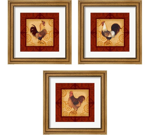 Decorative Rooster 3 Piece Framed Art Print Set by Vivian Eisner