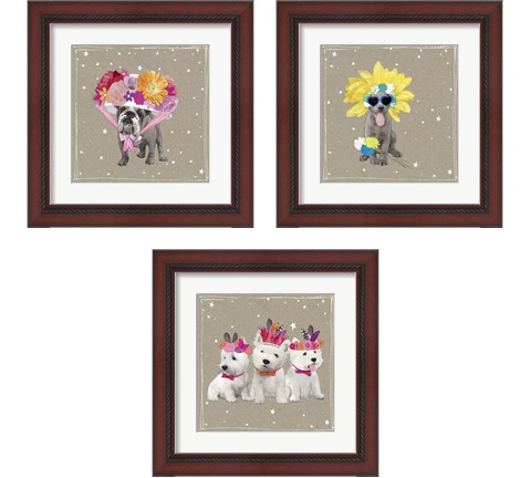 Fancypants Wacky Dogs 3 Piece Framed Art Print Set by Hammond Gower