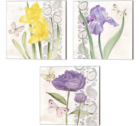 Flowers & Lace 3 Piece Canvas Print Set by Jennifer Parker
