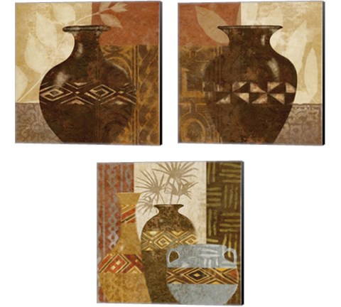 Ethnic Vase 3 Piece Canvas Print Set by Alonzo Saunders