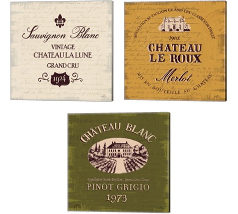 Wine Tasting 3 Piece Canvas Print Set by Janelle Penner