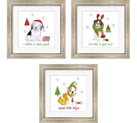 Christmas Critters 3 Piece Framed Art Print Set by Farida Zaman