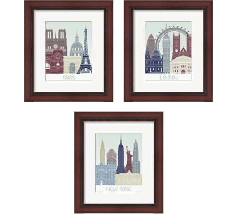 European Skyline 3 Piece Framed Art Print Set by Fab Funky