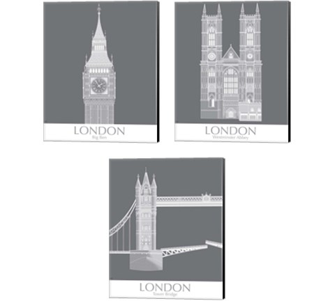 London Landmark 3 Piece Canvas Print Set by Fab Funky