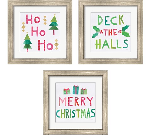 Christmas Collage 3 Piece Framed Art Print Set by Melissa Averinos