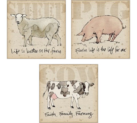 Farm Life 3 Piece Art Print Set by Anne Tavoletti