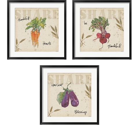 Farmers Feast Harvest 3 Piece Framed Art Print Set by Anne Tavoletti