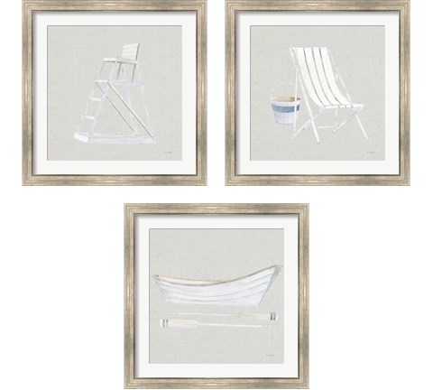 Serene Seaside Tan 3 Piece Framed Art Print Set by James Wiens