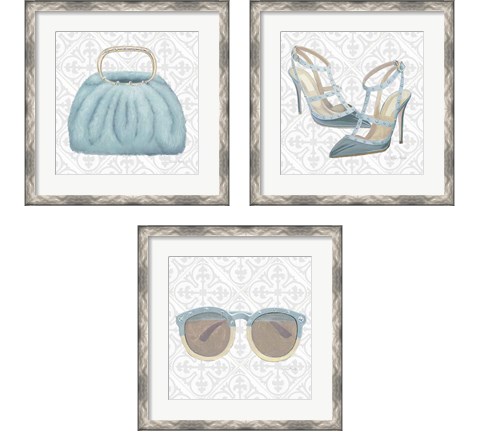 Must Have Fashion Gray White 3 Piece Framed Art Print Set by Emily Adams