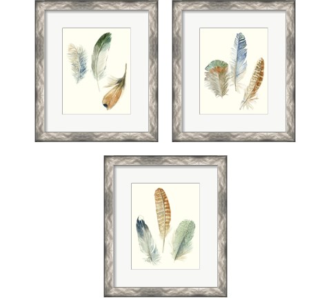 Watercolor Feathers 3 Piece Framed Art Print Set by Megan Meagher