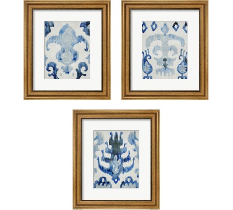 Sapphire Ikat 3 Piece Framed Art Print Set by Chariklia Zarris