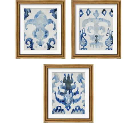 Sapphire Ikat 3 Piece Framed Art Print Set by Chariklia Zarris