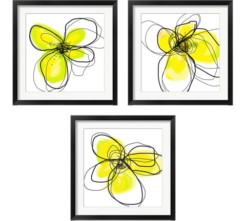 Yellow Petals One 3 Piece Framed Art Print Set by Jan Weiss