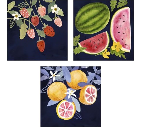 Fresh Fruit 3 Piece Art Print Set by Victoria Borges