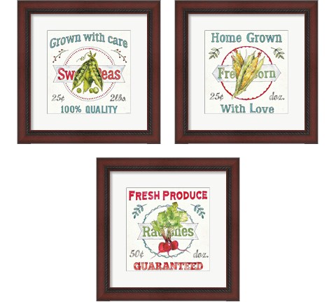 Veggie Market  3 Piece Framed Art Print Set by Anne Tavoletti