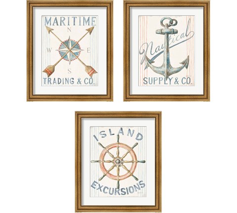 Floursack Nautical  3 Piece Framed Art Print Set by Danhui Nai