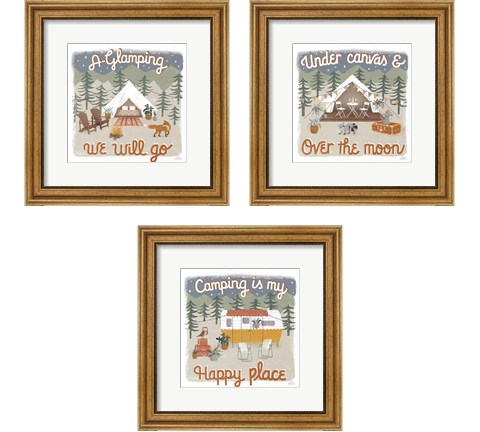 Gone Glamping 3 Piece Framed Art Print Set by Laura Marshall