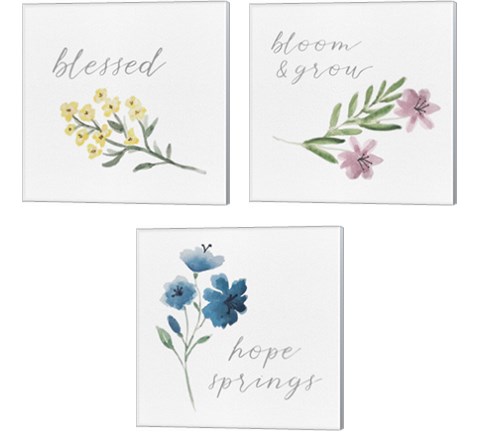 Wildflowers and Sentiment 3 Piece Canvas Print Set by Hartworks