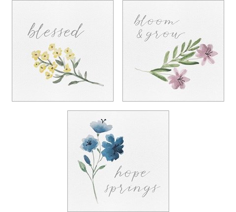 Wildflowers and Sentiment 3 Piece Art Print Set by Hartworks