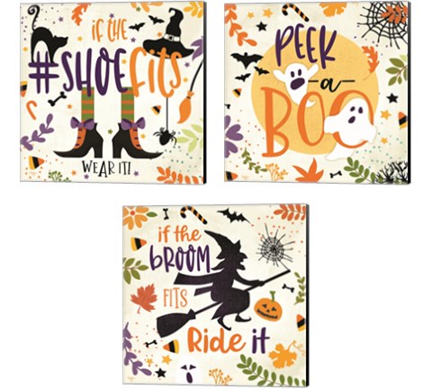 Witchy Fun 3 Piece Canvas Print Set by Mollie B.