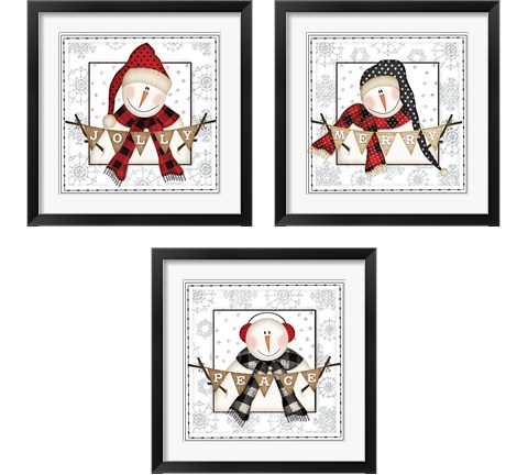 Jolly Snowman 3 Piece Framed Art Print Set by Jennifer Pugh