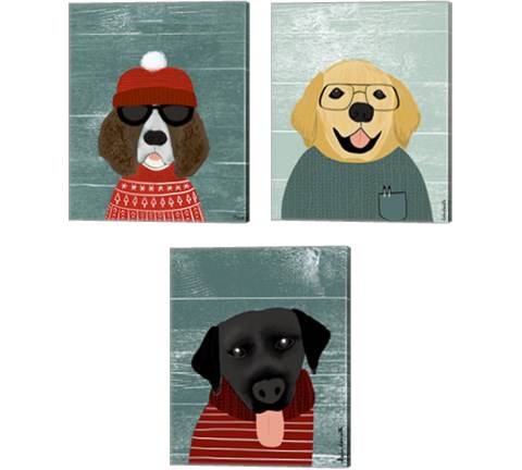 Winter Dog 3 Piece Canvas Print Set by Katie Doucette