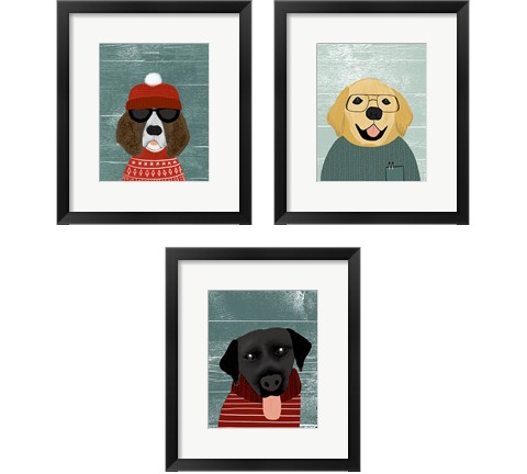 Winter Dog 3 Piece Framed Art Print Set by Katie Doucette